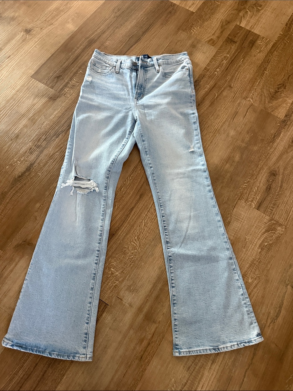 GAP Light Blue Distressed Flare Jeans
